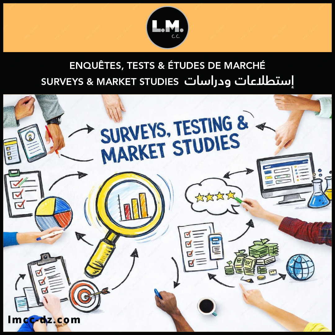 Enquêtes & Études de Marché - Études quanti/quali, tests, veille stratégique